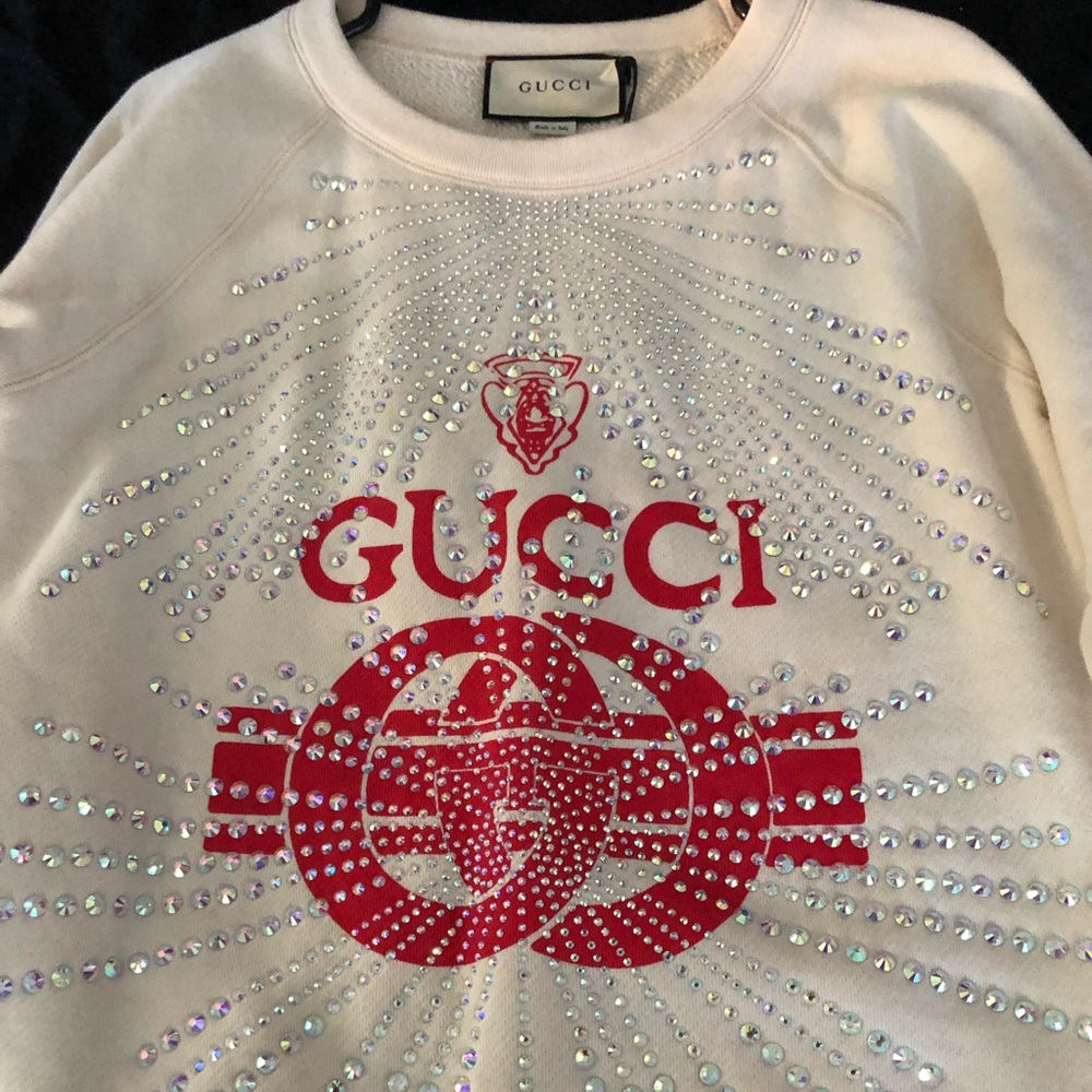 GUCCI Crystal Embellished Oversize Sweatshirt